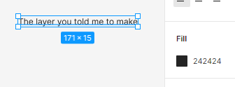 A text layer with the fill color set to 242424
